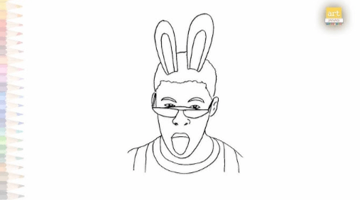 Easy:_Iyoyi1yvsa= Bad Bunny Drawing